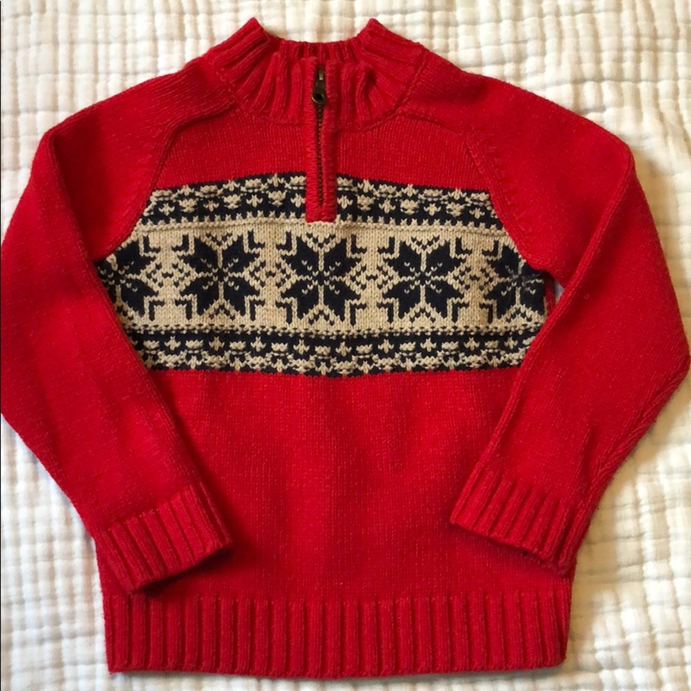Boys Lands End Quarter zip sweater Size 5/6